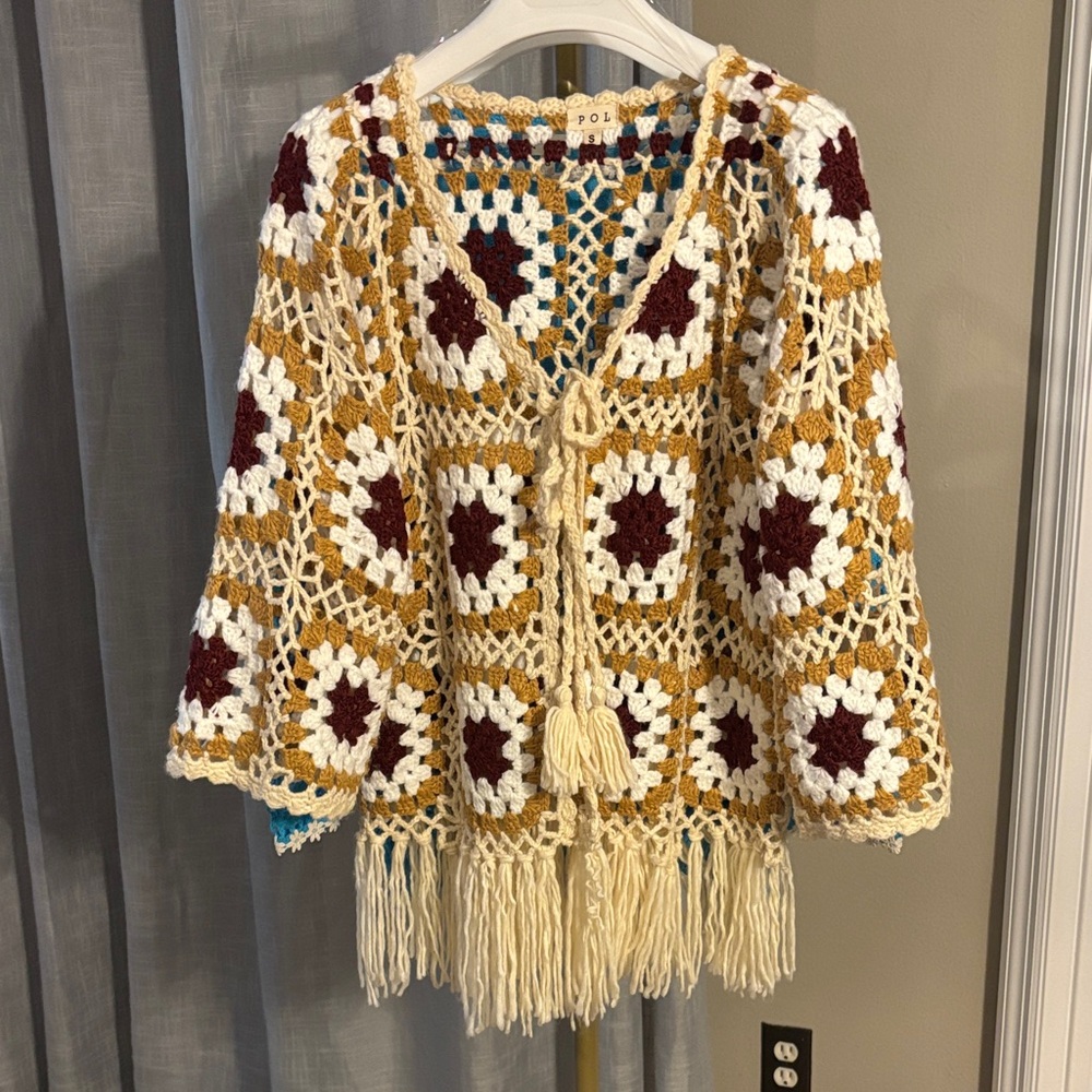 New POL Multicolor Crochet Knitwear one size fits small medium